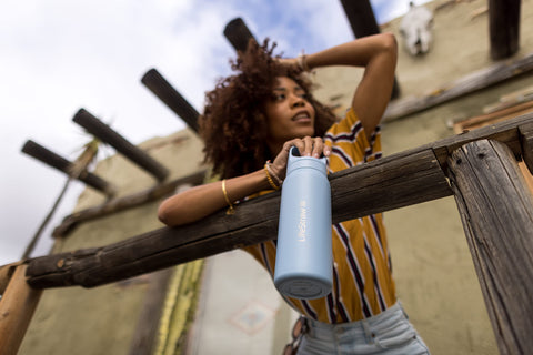 LifeStraw Go Icelandic Blue double-wall insulated design keeps drinks cool