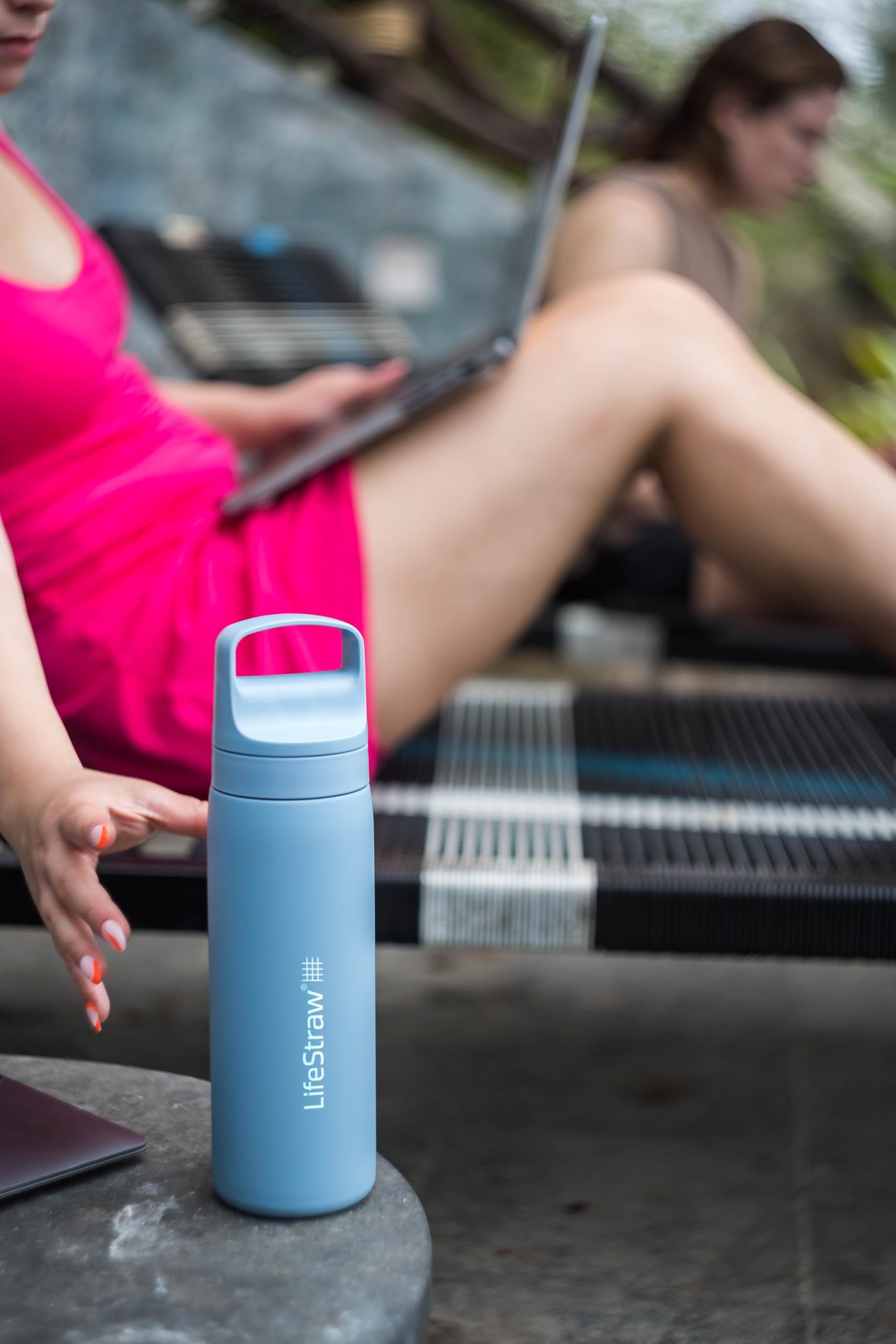 LifeStraw Go Series two-stage-filter-system explains dual-filter action for better purification.