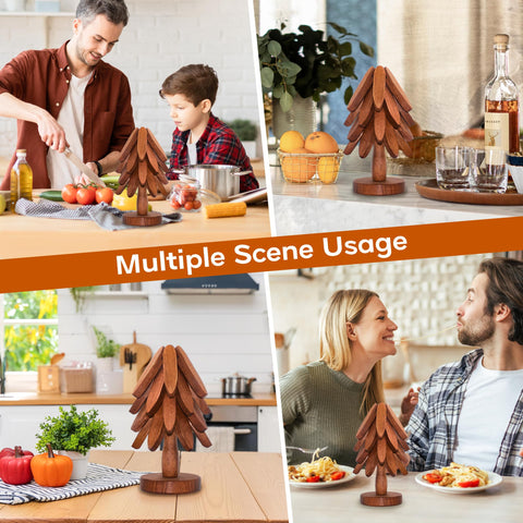 LIFETOWE tree trivet stand keeps coasters neatly stored