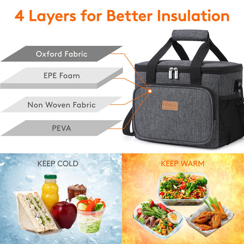 Lifewit 24-can capacity lunch bag shows spacious interior for meals