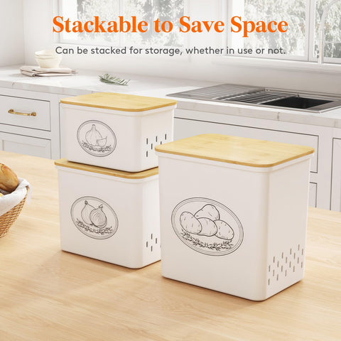 Lifewit 3-piece set displaying stackable kitchen organization.