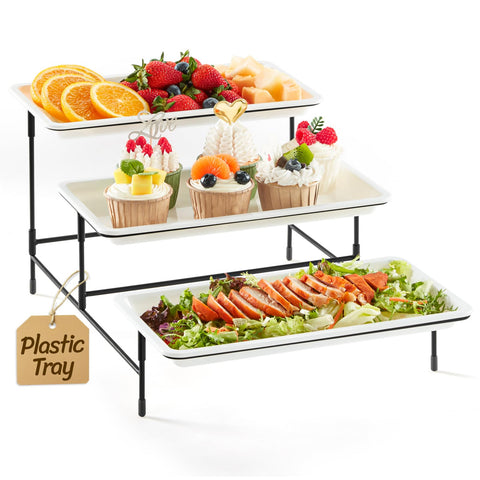 Lifewit 3-tier serving tray assembled on table for organized party snacks.