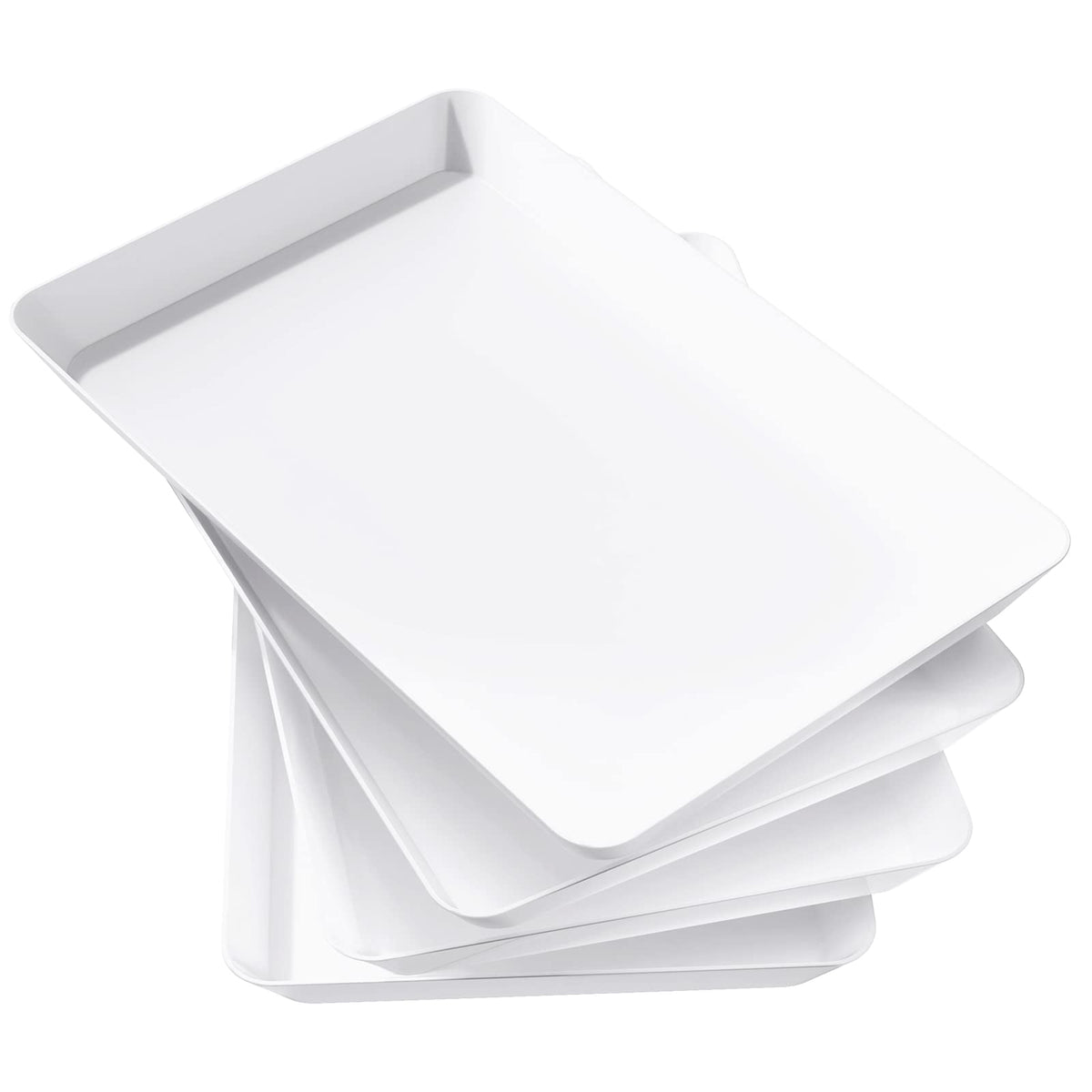 Lifewit 4pc plastic serving trays in white, ideal for versatile entertaining.