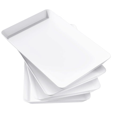 Lifewit 4pc plastic serving trays in white, ideal for versatile entertaining.