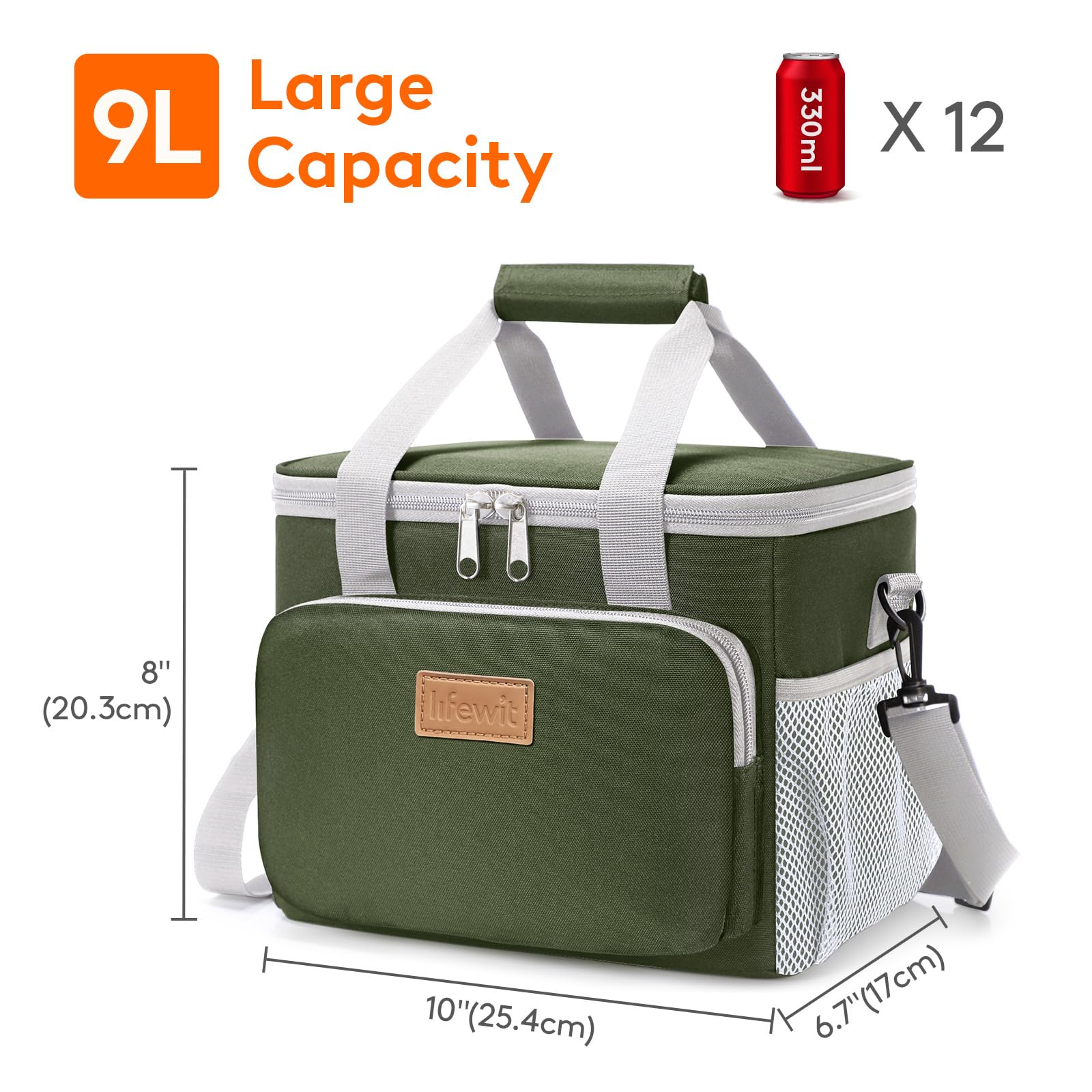 Lifewit 9L capacity holding 12 cans for a full day.