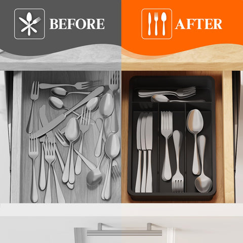 Lifewit black silverware tray complements modern kitchen decor