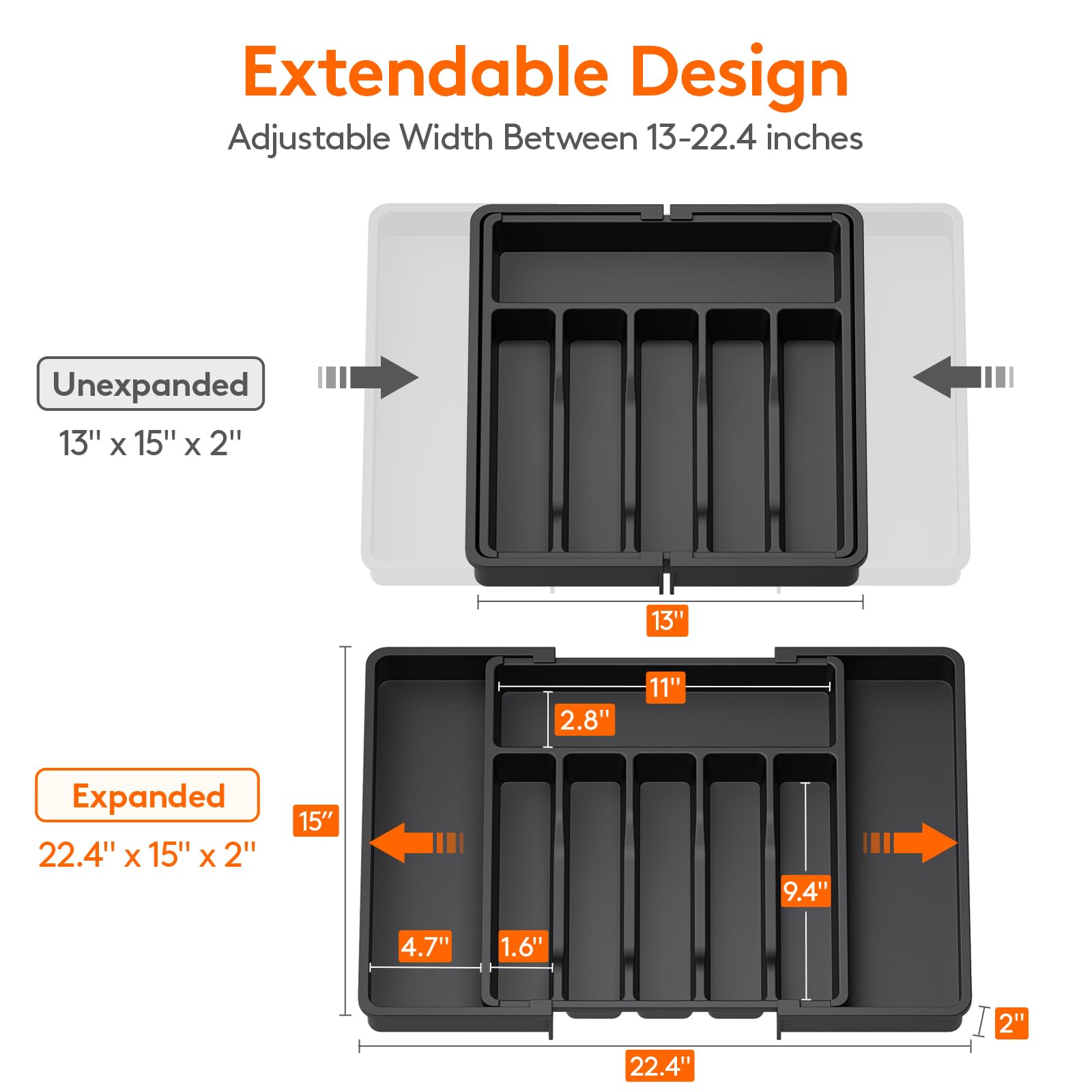 Lifewit BPA-free plastic drawer organizer for safe kitchen use