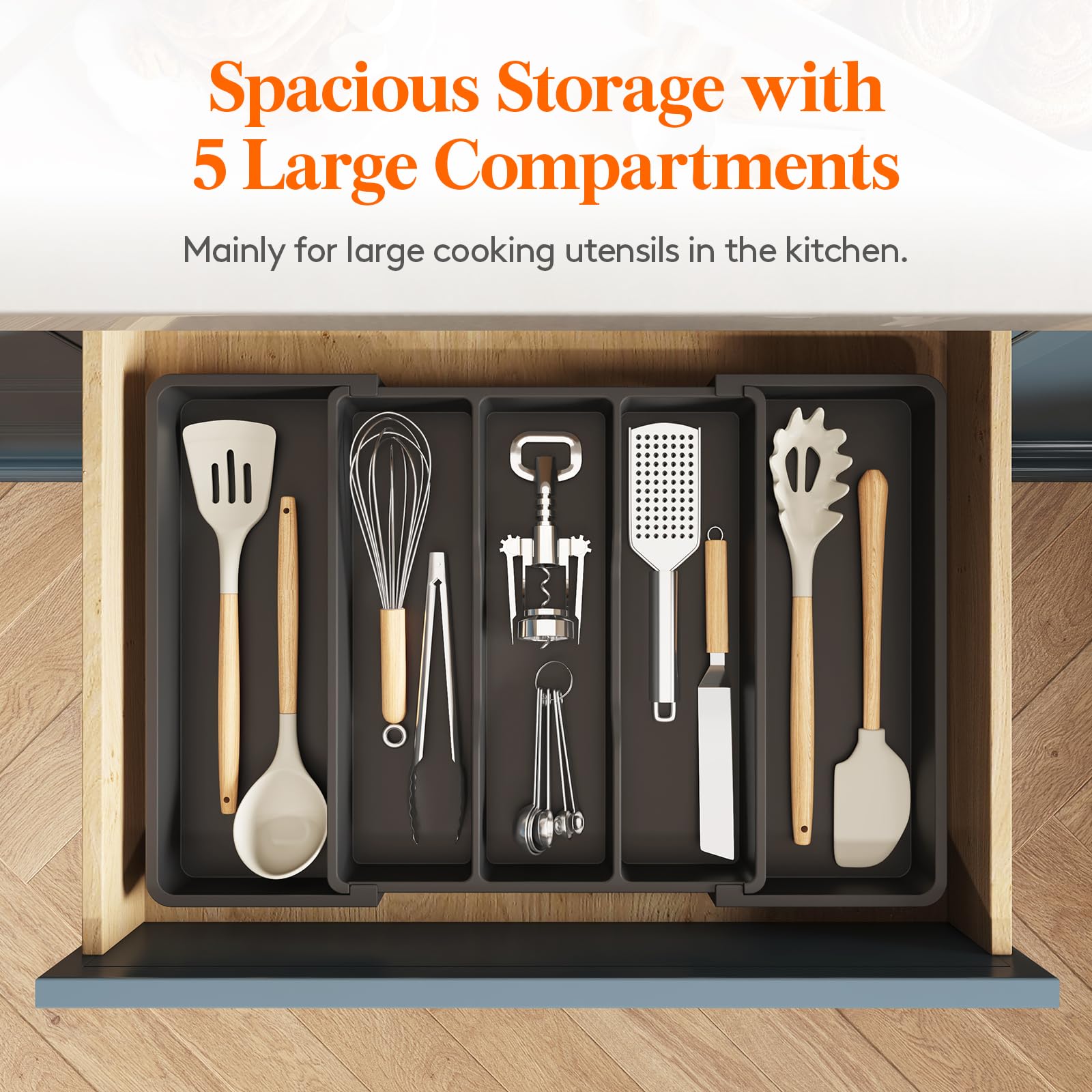 Lifewit BPA-free plastic construction ensures safe storage for everyday utensils.