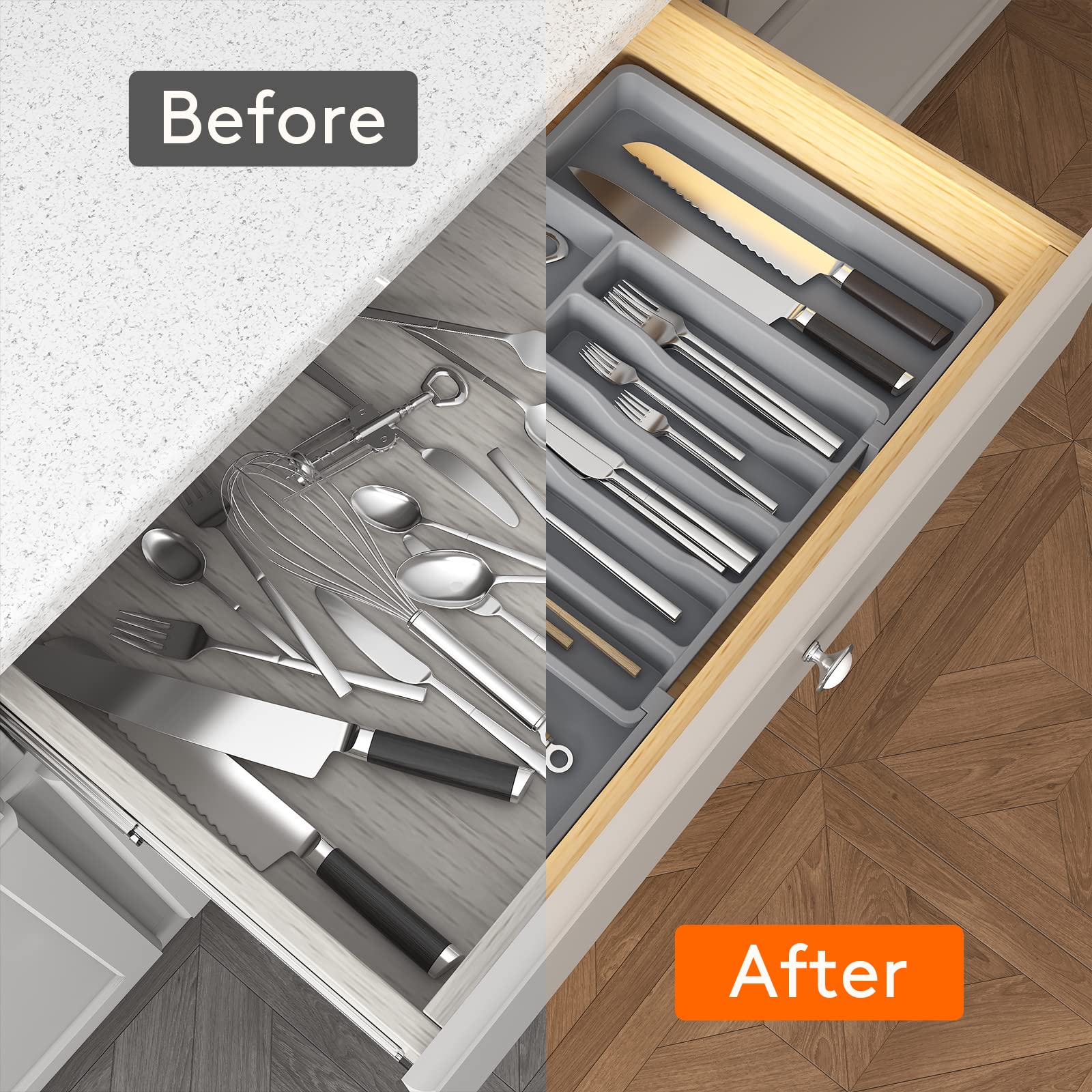 Lifewit BPA-free PP material ensures safe, chemical-free storage of utensils.