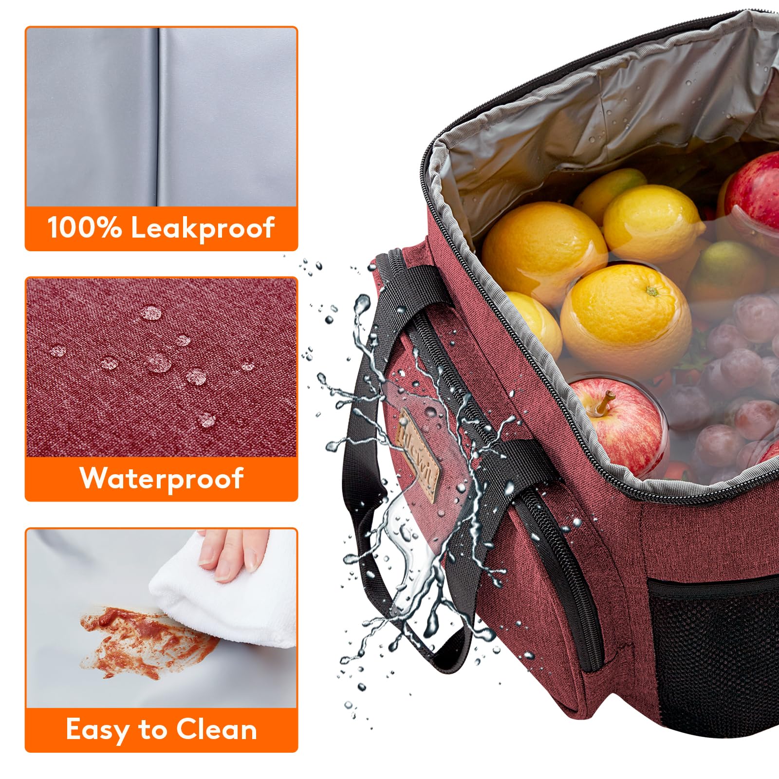 Lifewit burgundy lunch bag 24-can capacity ideal for office days.