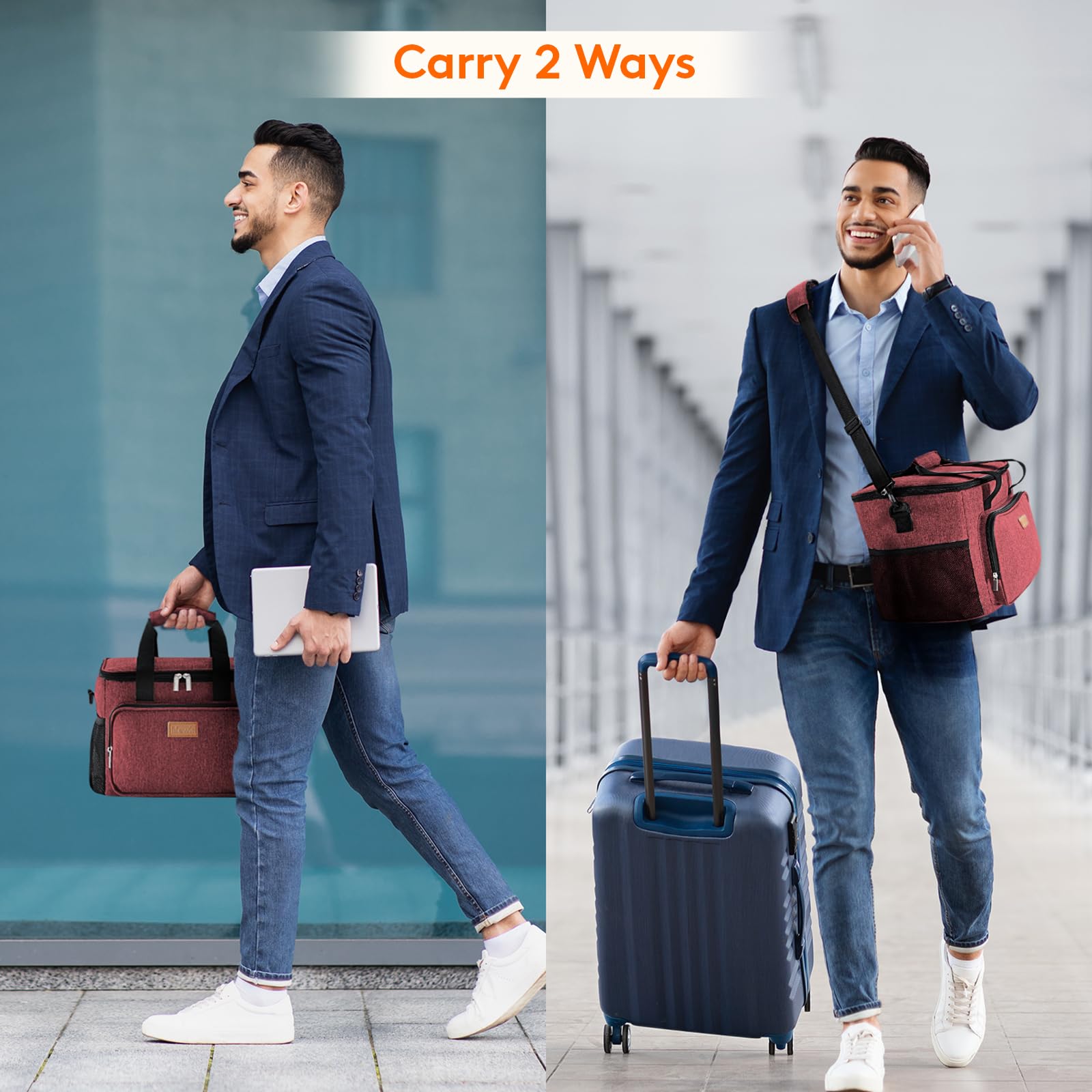 Lifewit burgundy lunch bag waterproof Oxford fabric resists moisture.