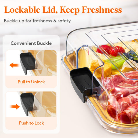 Lifewit 11x14 board shows fresh fruit, nuts, and meats arranged neatly for guests.