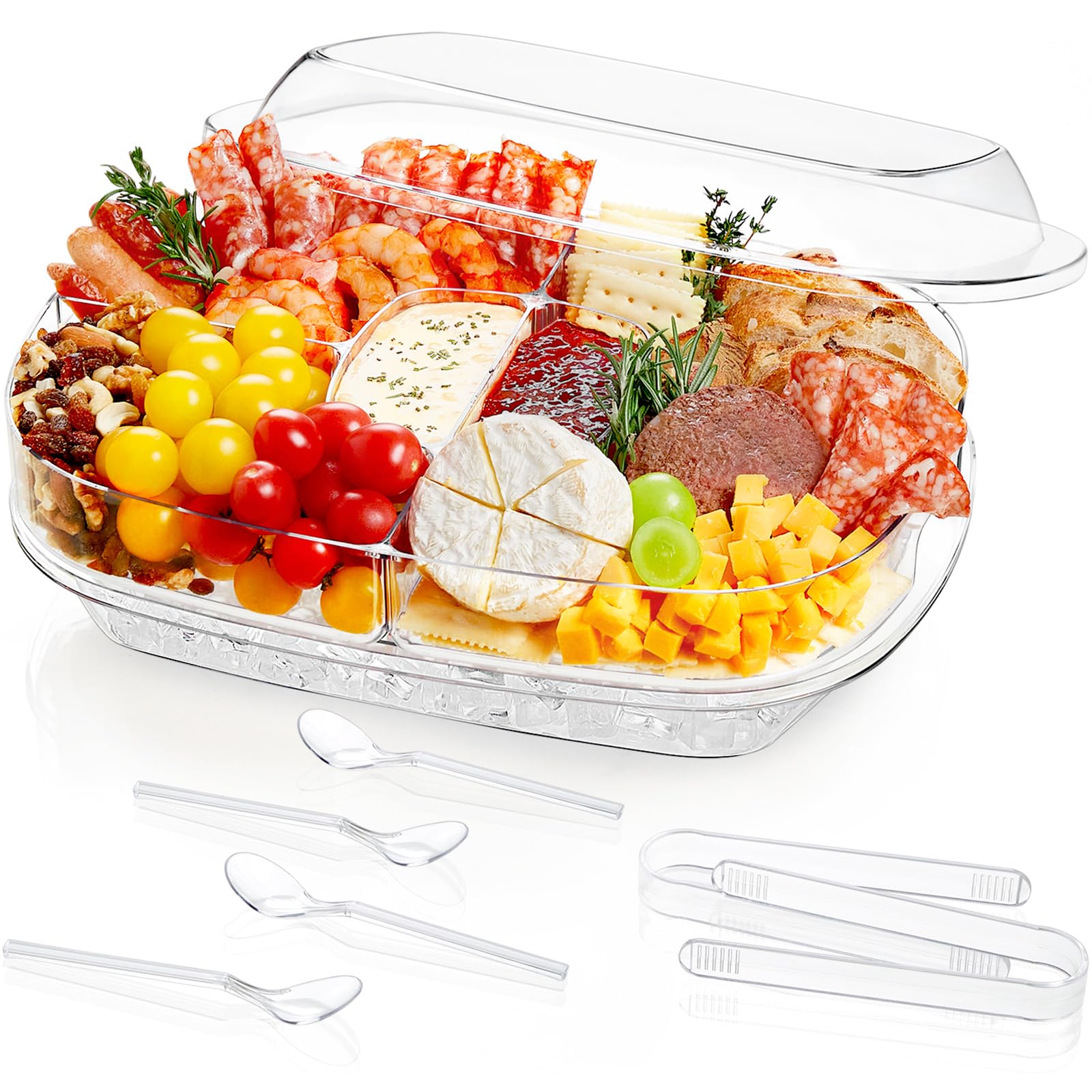 Lifewit chilled serving tray top lid keeps foods clean and ready for serving.