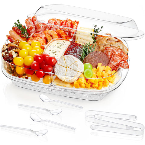 Lifewit chilled serving tray top lid keeps foods clean and ready for serving.