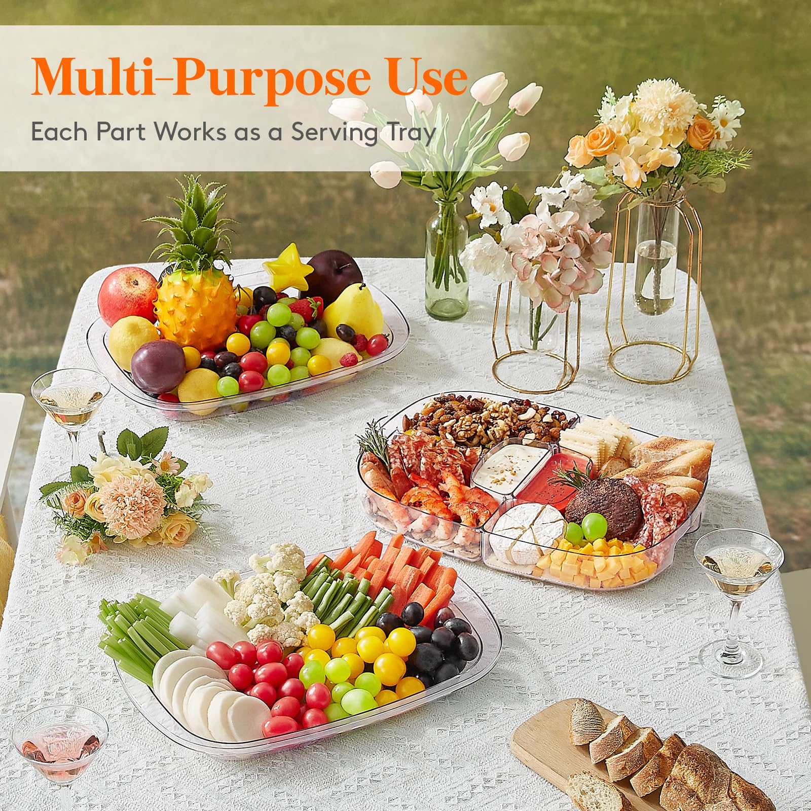 Lifewit versatile three-part tray adapts to bowls, lids, and food storage.