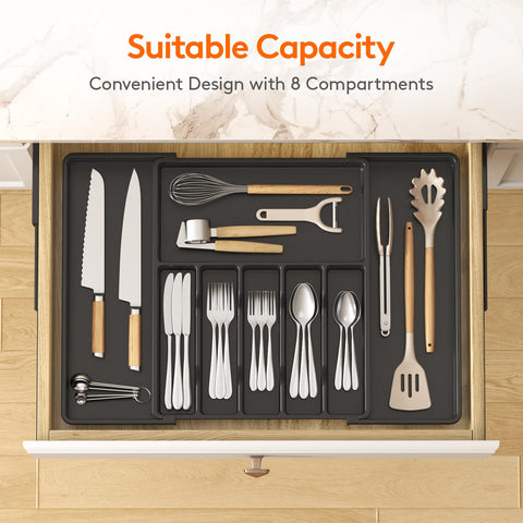 Lifewit 6-8 compartments neatly separates cutlery for easy access