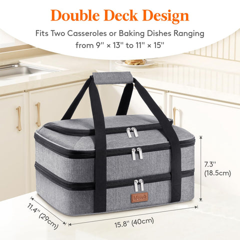 Lifewit carrier interior showing two compartments for organized hot and cold dishes.