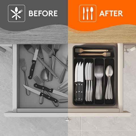 Lifewit compact tray maximizing drawer space for spoons and forks
