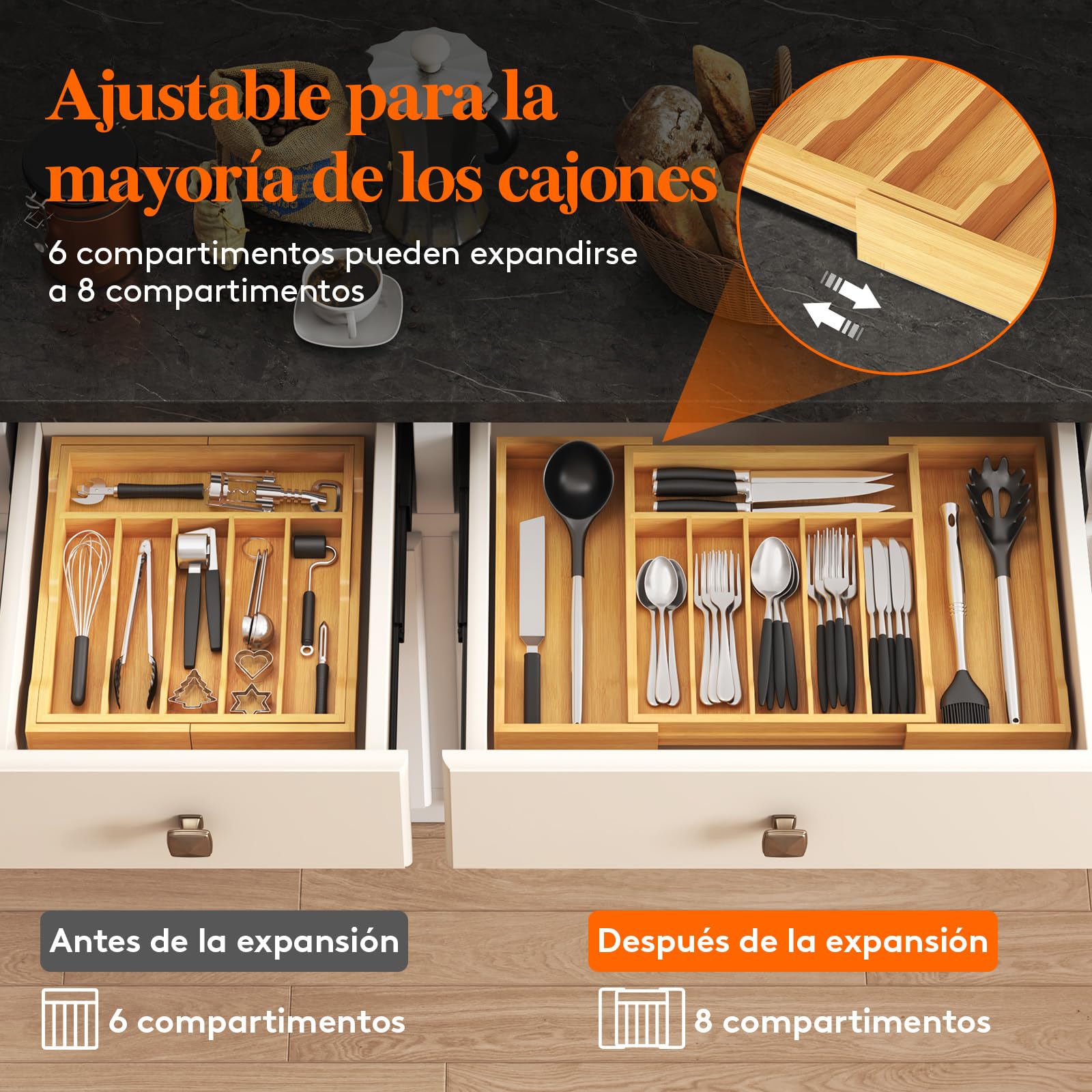 Lifewit easy-access grooves help grab utensils quickly
