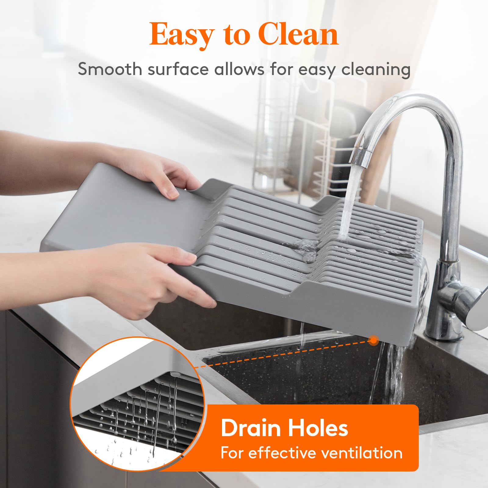 Lifewit easy-clean surface with drainage hole for quick drying.