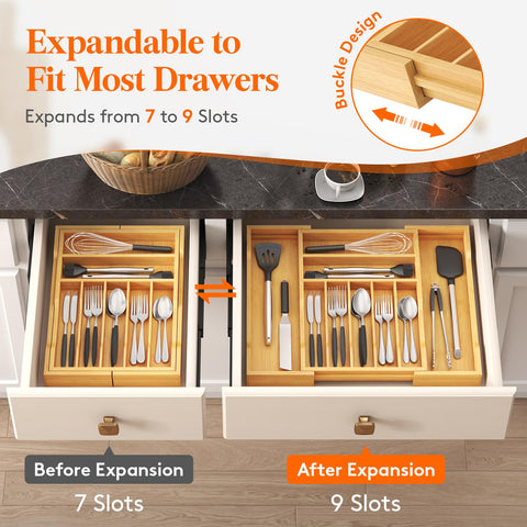 Lifewit elegant natural wood drawer organizer for stylish storage
