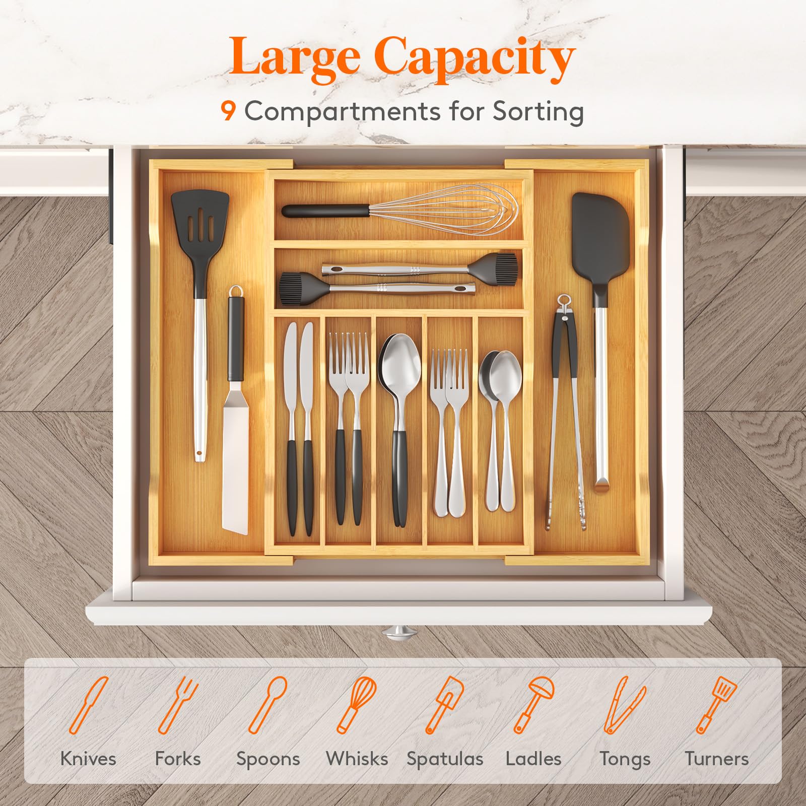 Lifewit expandable sides fit small to large drawers for flexible storage