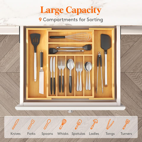 Lifewit expandable sides fit small to large drawers for flexible storage