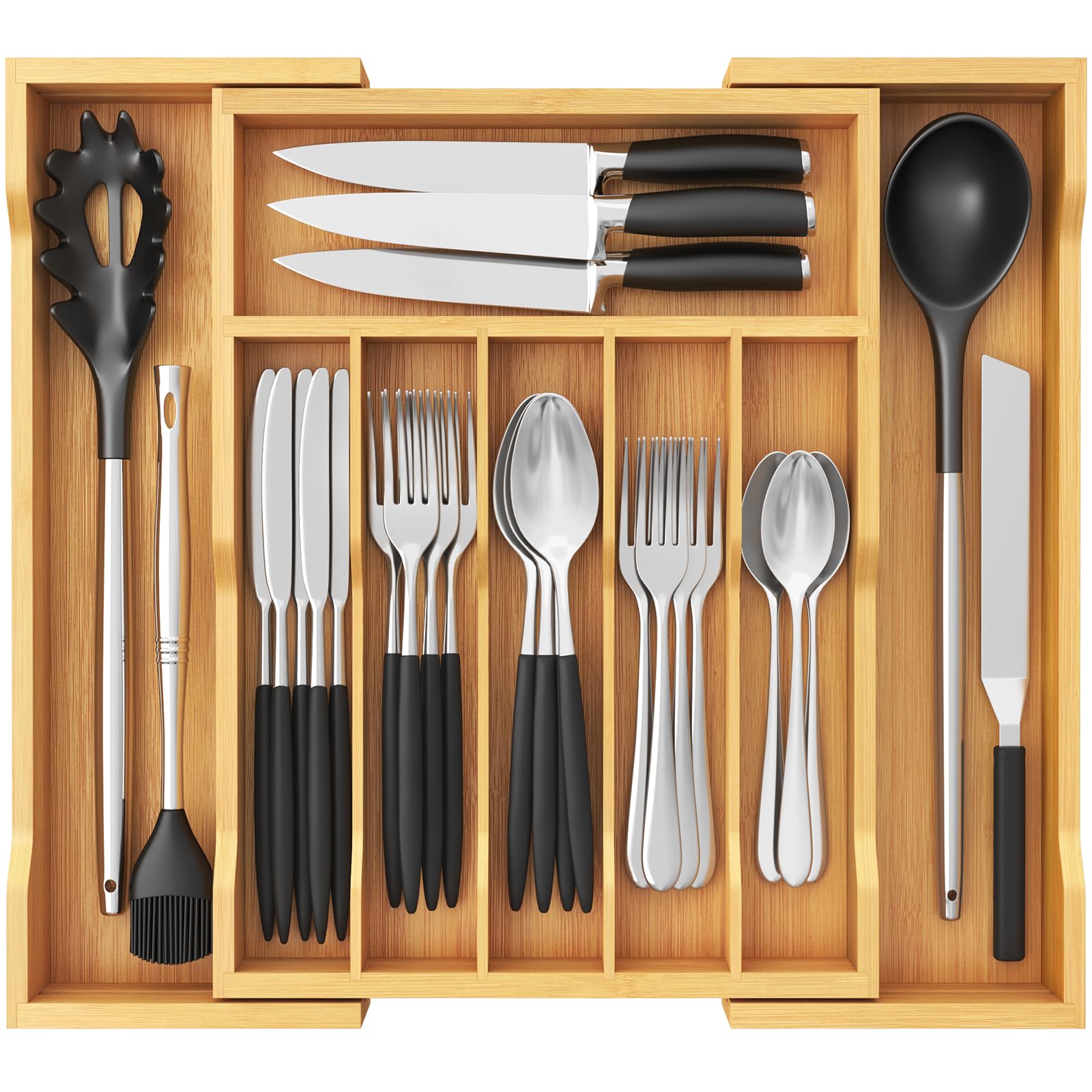 Lifewit expandable sides organizer showing adjustable width for different drawers