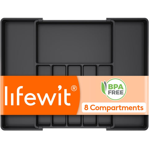 Lifewit expandable silverware drawer organizer expanding to fit wider drawers