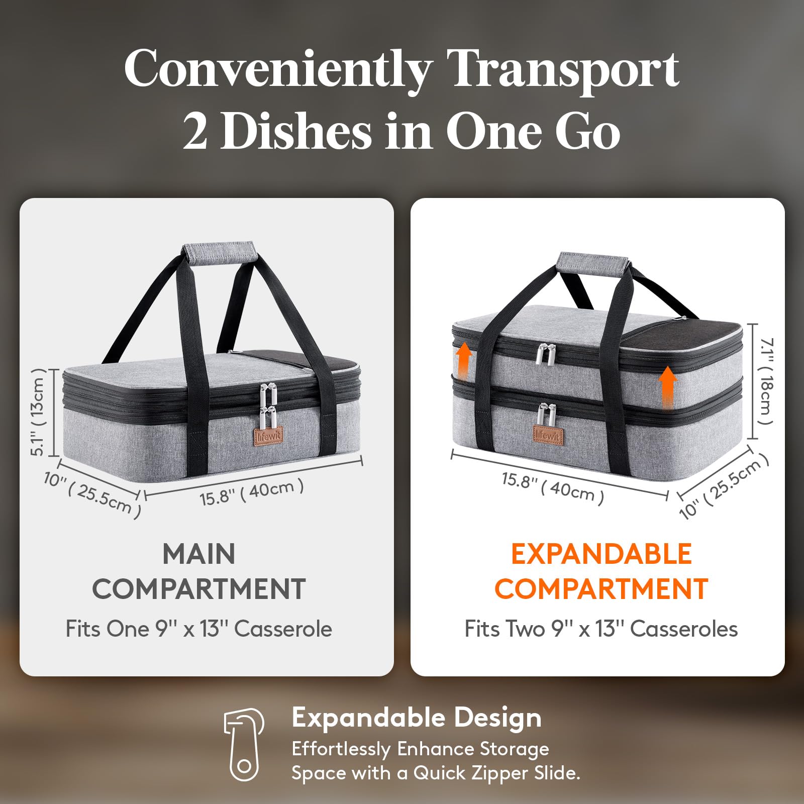 Lifewit expandable top compartment for easy serving at picnics.