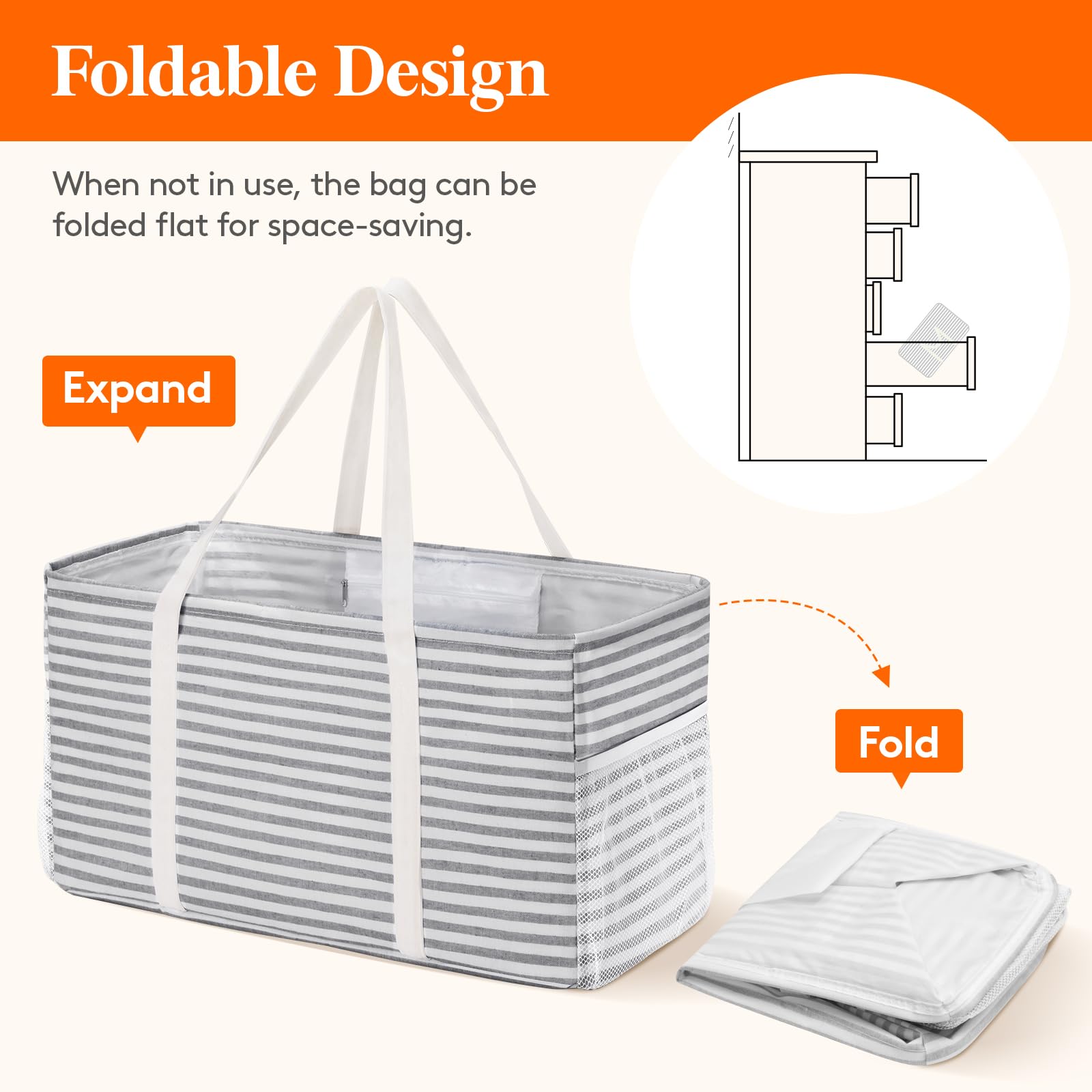 Lifewit extra large tote bag with mesh side pockets for small items