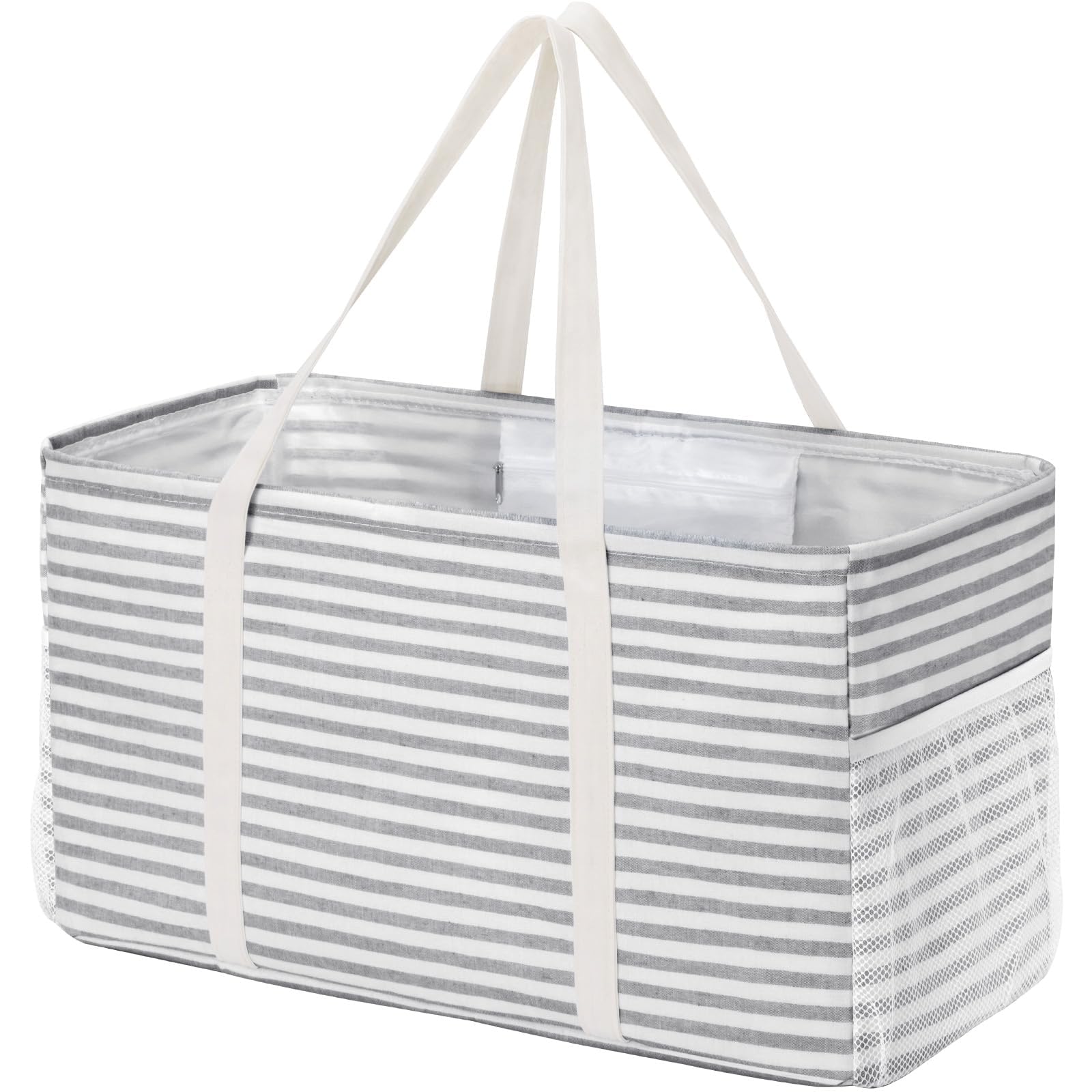 Lifewit extra large tote bag standing upright for easy loading at the grocery store