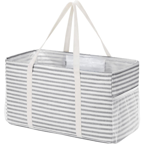 Lifewit extra large tote bag standing upright for easy loading at the grocery store