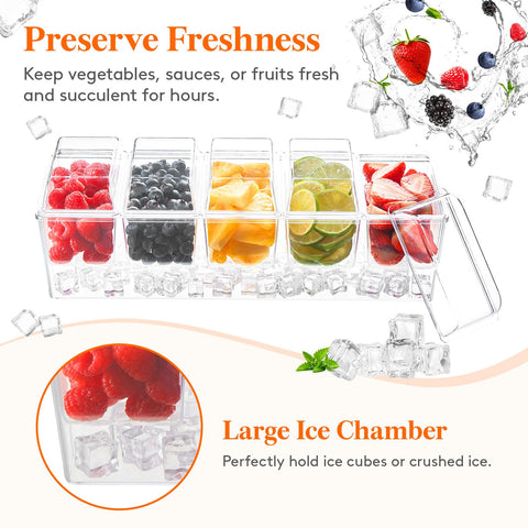Lifewit five removable compartments with lids make serving toppings neat