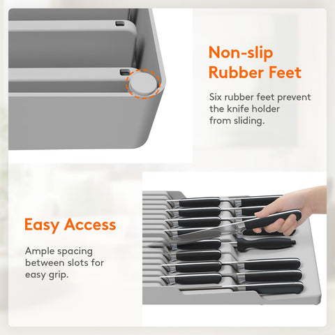 Lifewit food-grade PP plastic ensures safe knife storage.