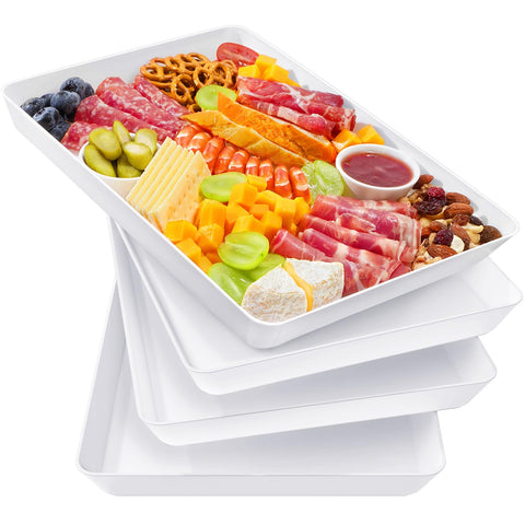 Lifewit four-piece white rectangular platters for easy buffet display