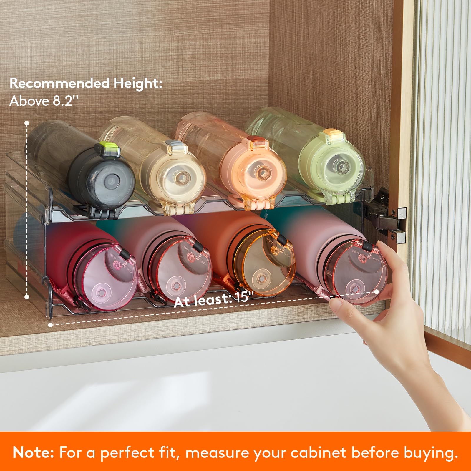 Lifewit bottle organizer in fridge keeps drinks organized and ready to chill.