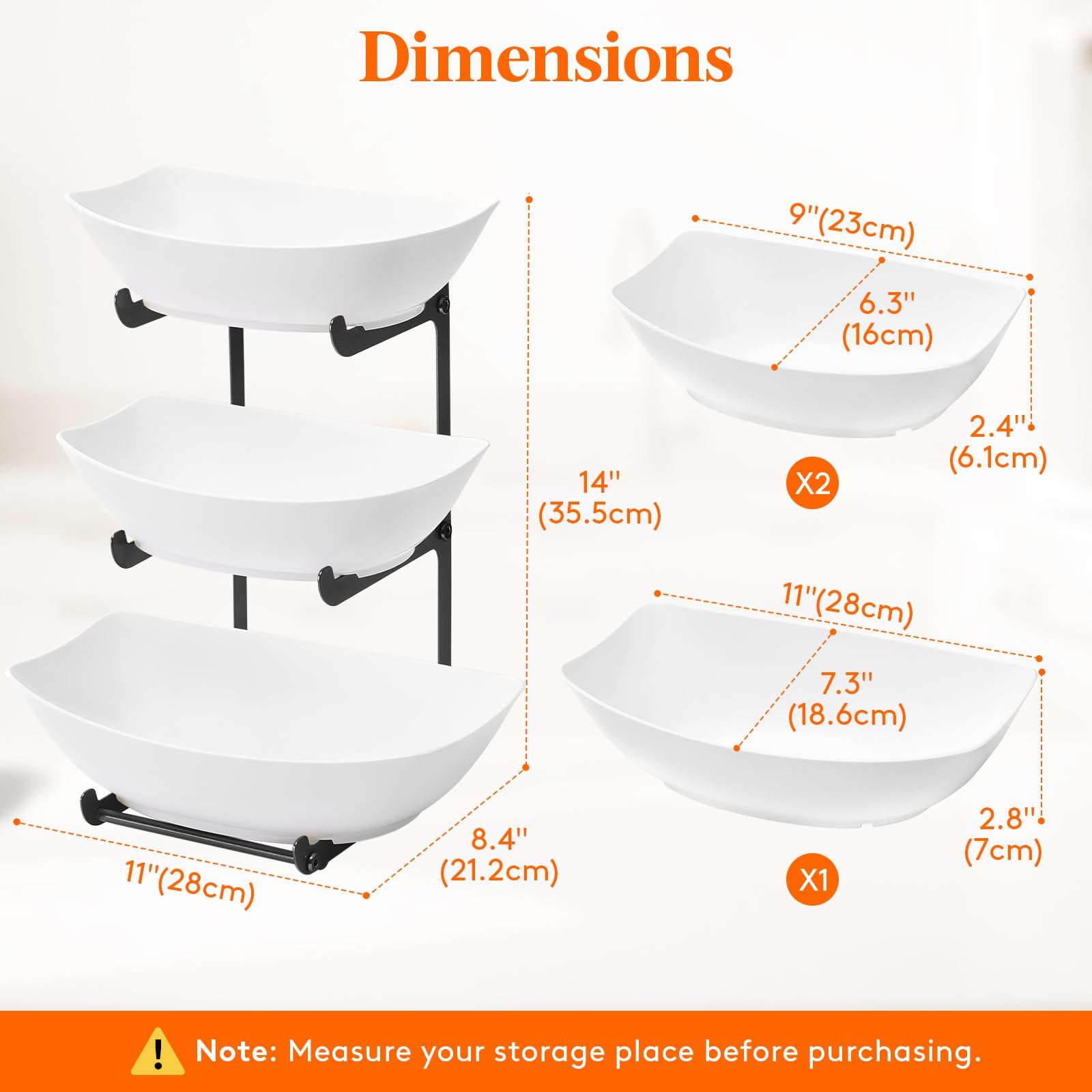 Lifewit fruit bowl stand side view showing stable metal base