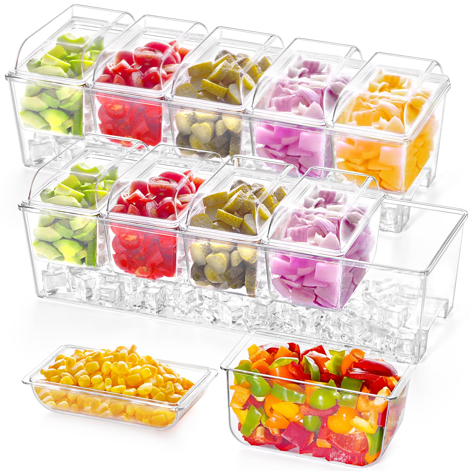 Lifewit ice-chilled condiment caddy lower-ice compartment keeps foods cool during gatherings