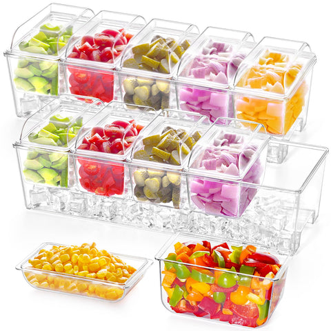 Lifewit ice-chilled condiment caddy lower-ice compartment keeps foods cool during gatherings
