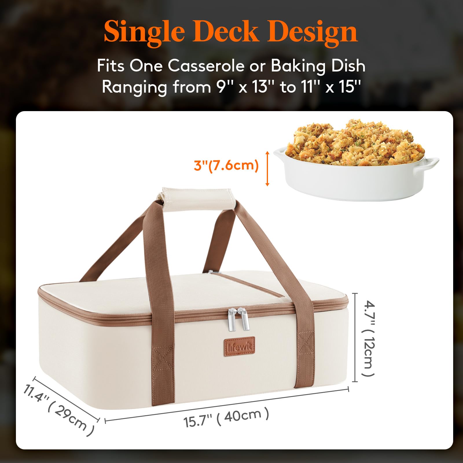 Lifewit casserole carrier with lid open showing the dish inside