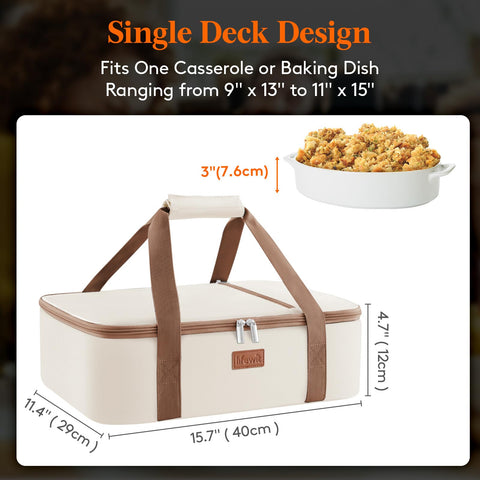 Lifewit casserole carrier with lid open showing the dish inside