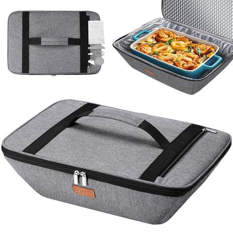 Lifewit insulated casserole carrier top view shows snug 9x13 fit for secure transport.