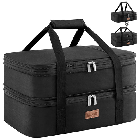 Lifewit insulated double casserole carrier front view for portable potlucks.