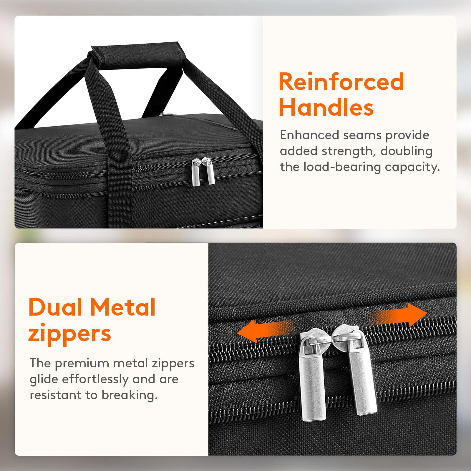 Lifewit insulated double casserole carrier shoulder handles for easy carry.