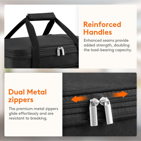 Lifewit insulated double casserole carrier shoulder handles for easy carry.