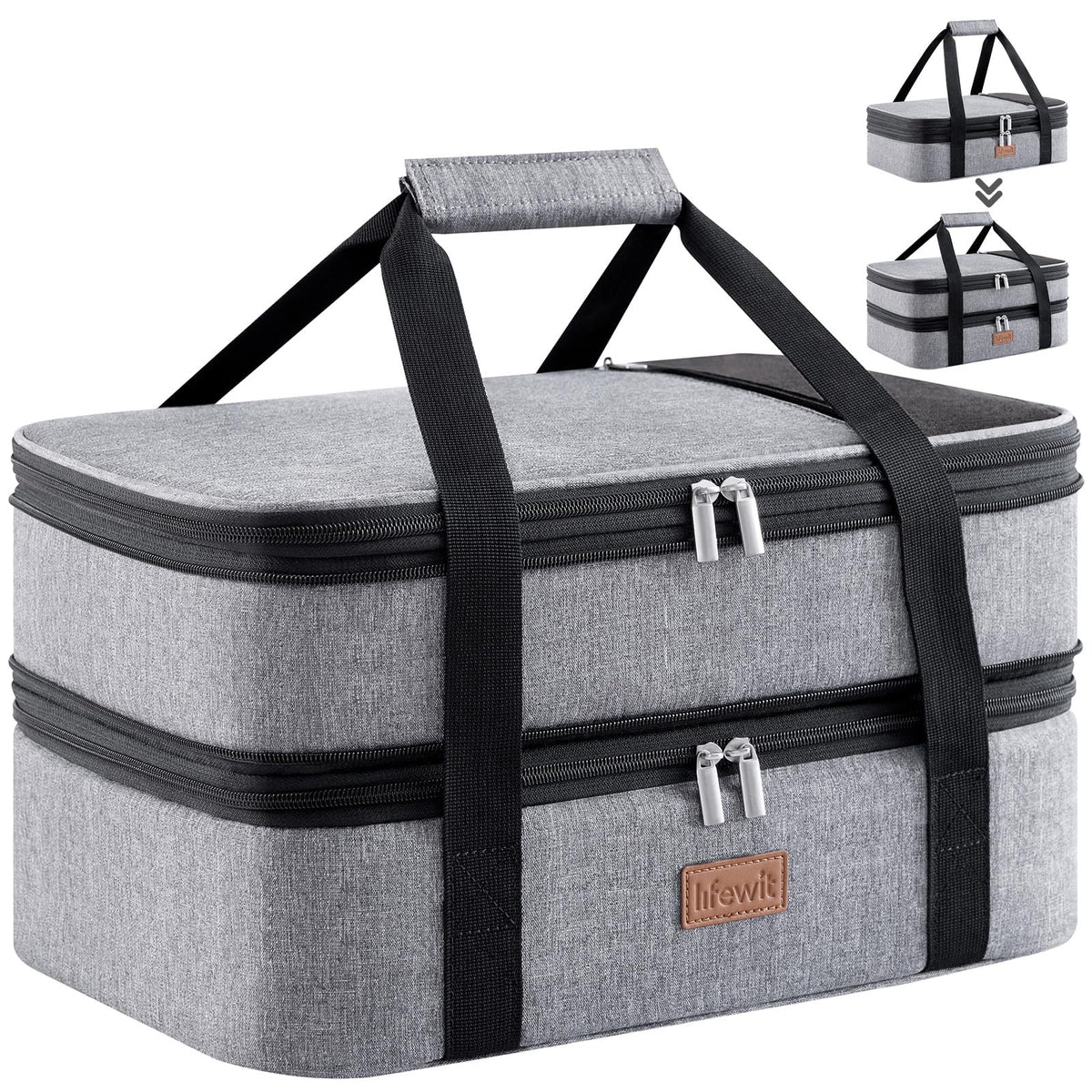 Lifewit insulated double casserole carrier keeps meals secure for potlucks.