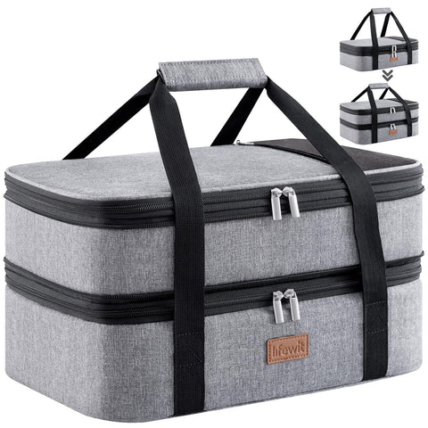 Lifewit insulated double casserole carrier keeps meals secure for potlucks.