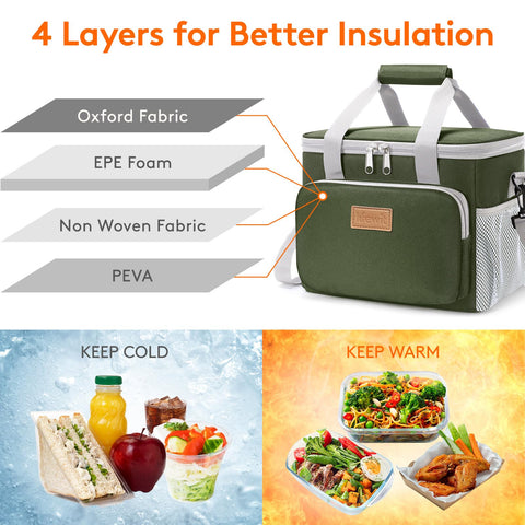 Lifewit insulated lunch bag interior PEVA lining for safe food contact.