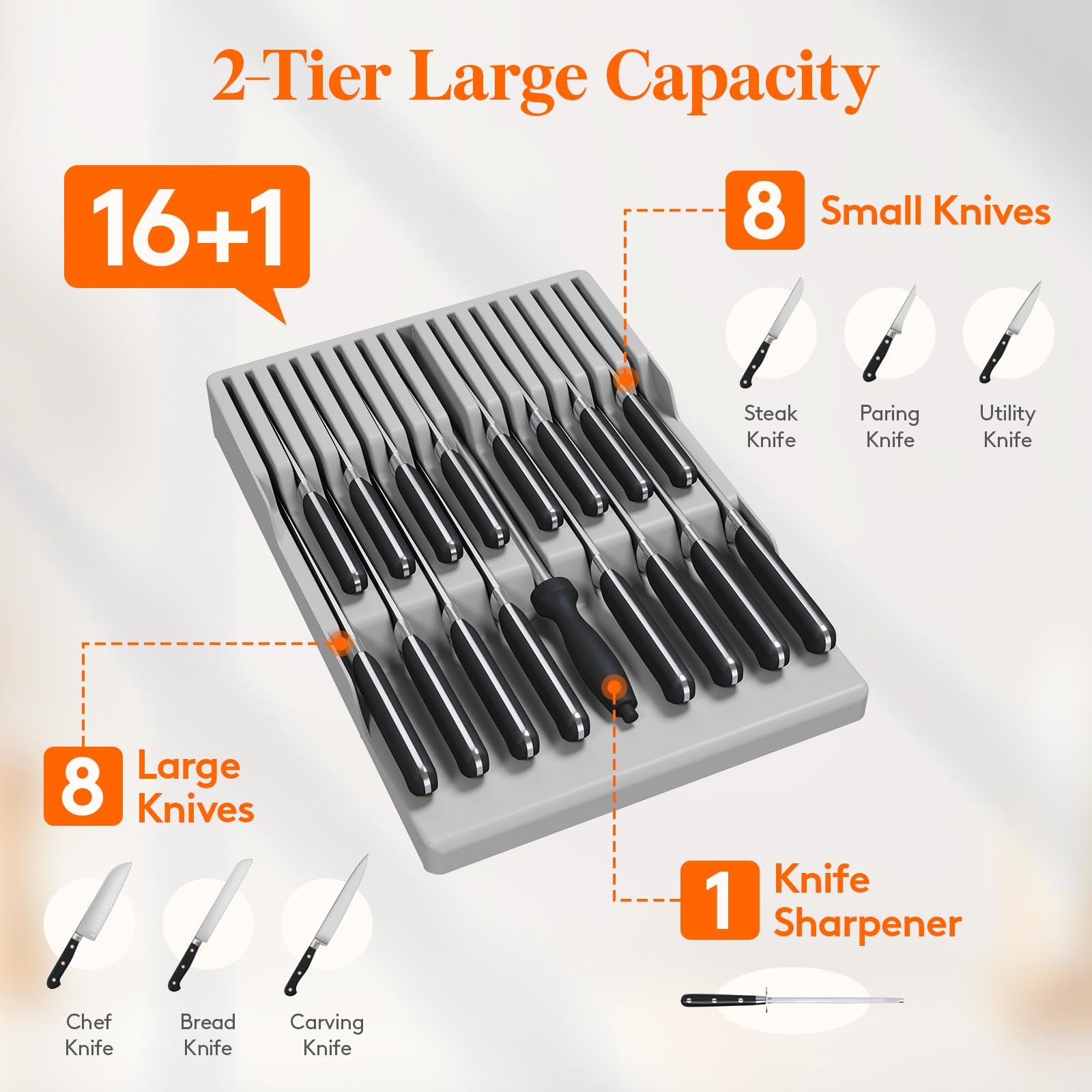 Lifewit knife sharpener slot keeps sharpening steel ready at hand.
